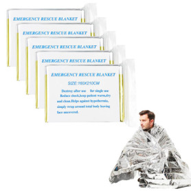 Traxenta 5 Pièces Couverture de Survie Reutilisable, Couvertures Thermiques d'urgence Indéchirable & Imperméable pour l'extérieu