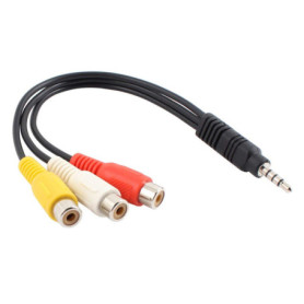 P13 Câble adaptateur 3,5 mm vers RCA, AV audio/vidéo. Idéal pour connecter TV, DVD, haut-parleurs, amplificateurs, chaînes hi-fi