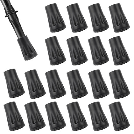 20 Pcs Protecteur en Caoutchouc Embouts pour bâtons de Marche Nordique, Rechange en Embout Baton de Marche, Embout bâtons de ran
