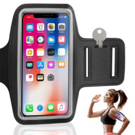 Brassard de Sport, Brassard de Course avec Poche Écouteur, Brassard de Téléphone Portable Résistant à l'eau pour Tous Les Smartp