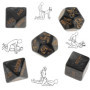 QiKKago Jeu de dés pour activités familiales, 5 dés Noirs Multi Faces, idéal pour Les Groupes-Q