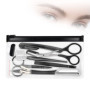 Kit de Sourcils, Ciseaux à Sourcils 9 Pièces Ensemble d'outils de Coupe de Sourcils, Avec Pince à Epiler, Tondeuse à Sourcils, C