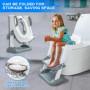 UCAMP Reducteur Toilette Enfant,Réducteur WC avec Marches,Rehausseur Toilette Enfant avec PU-Coussin,Siège de Toilette Enfant Ré
