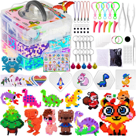 UCAMP Perles à Repasser Kit,11500 Fusible Perles(5mm),Kit de Perle A Repasser avec boîte de rangement,Kit de Fusible Perles Bric