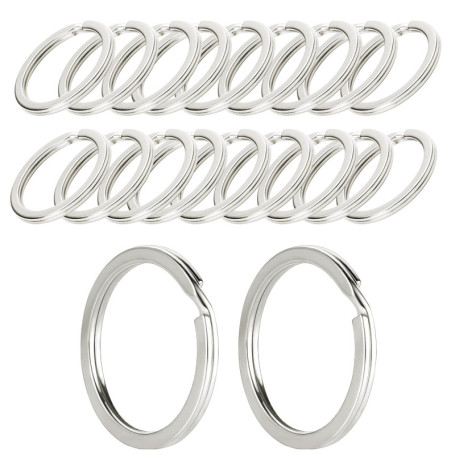 20 Pièces Anneaux Porte Clé 25mm,Métal Alliage Anneau Porte Clef,Anneau Plat,Anneaux Brisés,pour Clé de Maison,Clé de Voiture,DI