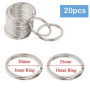 20 Pièces Anneaux Porte Clé 25mm,Métal Alliage Anneau Porte Clef,Anneau Plat,Anneaux Brisés,pour Clé de Maison,Clé de Voiture,DI