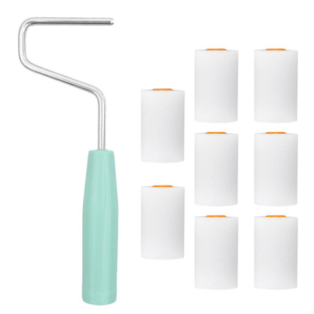 9 pièces kit rouleau peinture,avec 8 Manchons petit rouleau peinture,petit rouleau peinture,Poignée antidérapante, Pour Décorati