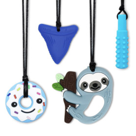 Collier a macher enfant tdah, collier anti stress enfant, Lot de 4 colliers sensoriels à mâcher pour enfants autistes, TDAH, tou