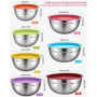 DaiWeier Lot de 7 Bol Acier Inoxydable avec Coloré Couvercles, Bols Mélangeurs, Saladiers, Empilable pour Un Stockage Minimal, C