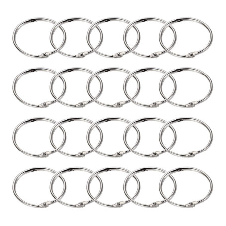 Anneaux de Livre,Anneaux de Reliure,100 Pièces Métalliques Anneaux Articulés de Reliure,30mm Métal Anneaux Carte Anneaux Feuille