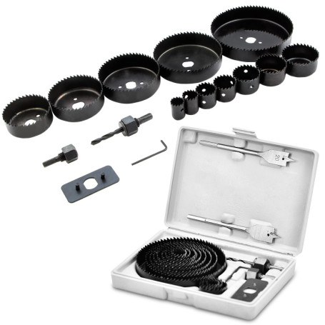 BLUESEABUY 18 Pièces Scie Cloche 19-127 mm Scie Cloche Bois Coffret de Scie Trépan avec Clés Hexagonales et Foret pour Bois Plac