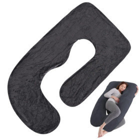 Housse de coussin de grossesse, en forme de J, pour coussin de positionnement latéral, coussin de corps amovible en coton, lavab