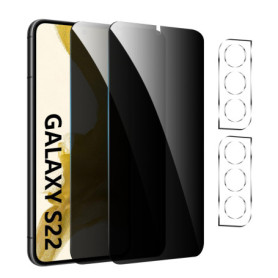 【2+2 pièces】【2 pièces】Verre Trempé Protection Écran Anti-Espion pour Samsung Galaxy S22 Plus，Film de Protection en Verre Trempé,