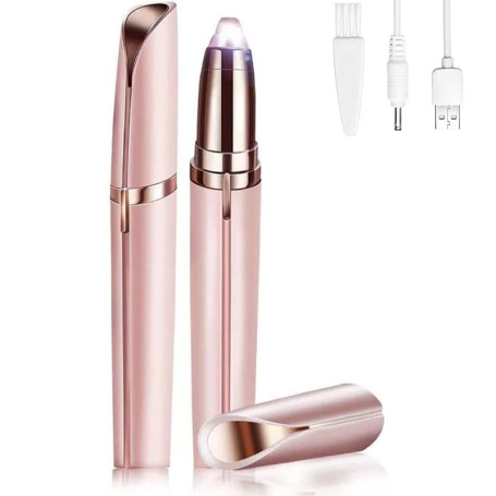 Epilateur Sourcil,Rasoir Électrique Femme,Épilateur Visage Femme Indolore Flawless avec LED et Brosse Rasoir Électrique Recharge