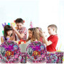 Doyomtoy Vaisselle de fête pour enfants,Set de Vaisselle pour Fête d'Anniversaire,61 Pièces Vaisselle Papier Set Assiettes en Pa