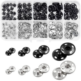80 Ensembles de Boutons Pression à Coudre, 4 Tailles Boutons-Pression en Métal (6mm 7,5mm 8,5mm 12mm) Boutons Couture pour Vêtem
