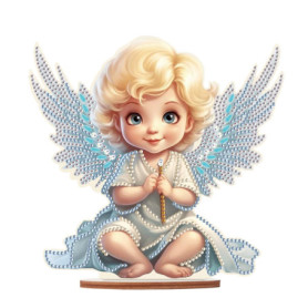 DCIDBEI DIY Broderie Diamant Objets de Décoration Diamond Painting Statues Décoratives, Puzzle Diamant Petit Ange Blond, BRICOLA