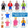 Riisoyu Famille de Poupée en Bois, Lot de 12 Mini Articulées Marionnettes Personnage Maison de Poupee Dolls de Jeu de Simulation