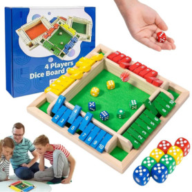 AHYDFSR Shut The Box Jeux en Bois, 8 dés 2-4 Joueurs, Jeu de Plateau en Bois, Jeu de Dés en Bois, Jeux de Mathématiques pour Enf