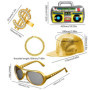 UBERMing Kit de Costume Hip Hop avec Boîte Radio Gonflable Lunettes de Soleil Chapeau et Or Signe de Dollar Collier Bracelet Ann