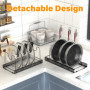 Porte-casseroles Support Extensible, Organiseur/rang de Poêle avec 10 Compartiments Réglables, rangement cuisine pour Les Ustens