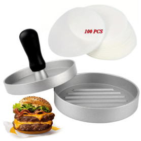 Presse à hamburgers avec 100 papiers antiadhésifs, fabricant antiadhésif de steaks de viande pour la réalisation de BBQ, de cuis