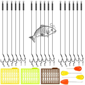 Bas de Ligne Hamecon Carpe Bas de Ligne Carpe 18 Pièces Ligne Pêche Carpe Hameçons avec Stoppeurs pour Bouillettes (6# 8# 10#)