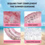 LUMOOM Bouée de natation gonflable avec paillettes - En PVC transparent - Pour adultes - Piscine, plage et sable - Fête (rose)