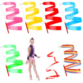 Peutpy 6pcs Rubans de Danse, Danse Tige De Streamer Baton Tournoyant Art Rubans pour Enfants,pour la Gymnastique, Le Ballet, l'e