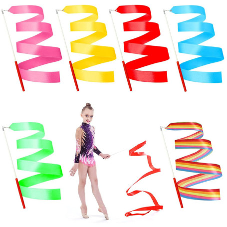 Peutpy 6pcs Rubans de Danse, Danse Tige De Streamer Baton Tournoyant Art Rubans pour Enfants,pour la Gymnastique, Le Ballet, l'e
