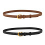 AABDTYYD Lot de 2 Ceinture Femme,Ceinture Fine Femme pour Pantalons en Jean,Ceintures en Cuir PU pour Femmes avec Boucle Dorée,C