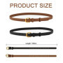 AABDTYYD Lot de 2 Ceinture Femme,Ceinture Fine Femme pour Pantalons en Jean,Ceintures en Cuir PU pour Femmes avec Boucle Dorée,C