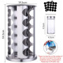 SaiXuan Présentoir à Épices 20 Pots Verre - Étagère à Épices en Acier Inoxydable Carrousel ,Pour Rangement Epices Cuisine,Barbec