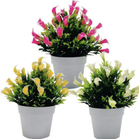 Fycooler Lys Calla Fleurs Artificielles en Pot - 3PCS Plantes de Verdure Artificielles pour Arrangements Floraux, Table de Maria
