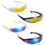 THATSRAD 4 PCS Lunettes de Soleil Futuristes Colorées 14 * 4cm Lunettes de Soleil Alien Lunettes de Soleil Miroir Futuristes Lun