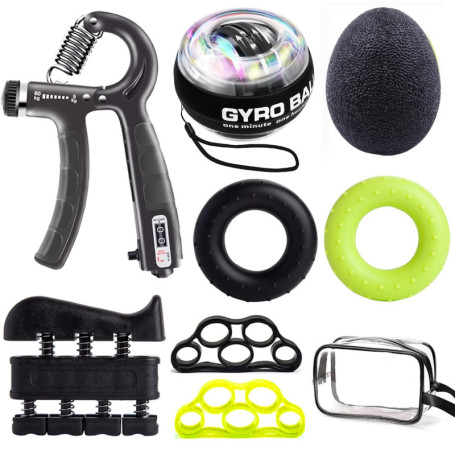 Musculation Main Kit de 8, Entraînement de Musculation Avant Bras, Pince Poignée 10-60 kg Ajustable Comptage Hand Gripper, Exerc