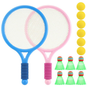 2 en 1 Raquette de Tennis et Badminton pour Enfants avec 6 Balles - Adaptée aux Sports d'Intérieur et d'Extérieur