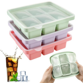 Auauraintt 3pcs bacs à glaçons, bacs à glaçons en silicone avec couvercle, empilables et passent au lave vaisselle, pour cocktai