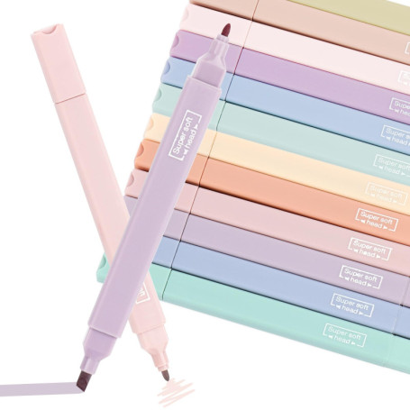 Surligneurs Pastel, 12pcs Double Tête Surligneurs Pastel Esthétiques de La Bible,Double Tête Surligneurs, Highlighters de Mignon