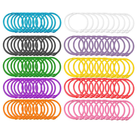 Wenrescry Lot de 100 Anneau reliure, anneaux de classeur en métal de 30 mm - Multicolore - Pour scrapbooking, album photo, album