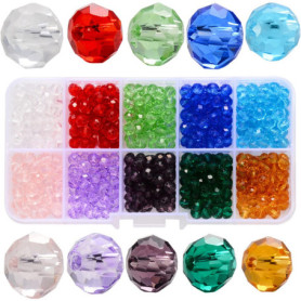 WUBAYI Lot de 150 perles de verre en cristal transparent, pour fabrication de bijoux, boucles d'oreilles, bagues
