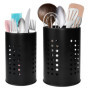 EUIEUT 2 Pcs Porte Ustensiles Cuisine en Acier Inox, Porte Couverts Cuisine Noir, Pot Couvert Vaisselle à Conception Creuse, Ran