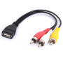 Tomost Câble USB vers 3 RCA USB 2.0 femelle vers 3 RCA mâle - Adaptateur pour caméscope AV - Cordon pour TV, PC, DVD (20 cm)