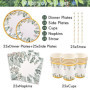 CEILIWEN Lot de 125 assiettes en carton vert sauge pour 25 invités, assiettes plates de 22,9 cm, assiettes à dessert de 17,8 cm,