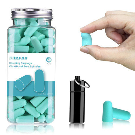 SURFOU Bouchon d'Oreille Mousse, Boule Sommeil, 60 Pairs Bouchons Doreilles Anti Bruit, Ear Plugs Doreille Earplugs Réutilisable