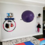 Support Mural en Acier Inoxydable pour Ballon de Yoga et de Stabilité - Rangement Robuste pour Exercices, 32 cm à 86 cm, avec Vi