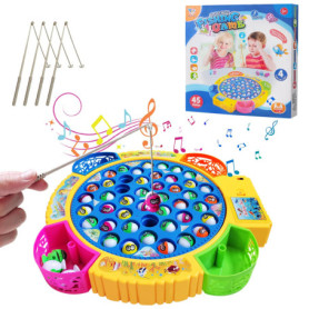 Aischens Jeu de Pêche à la Ligne Enfant, 45 Poissons et 4 Cannes à Pêche, Jeux de Pêche Électriques, Jouet de Pêche Musical avec