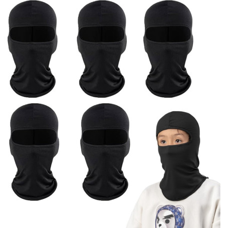 SEFIRST 5 Pcs Cagoule Enfants, Masque de Ski, Cagoule Moto Balaclava Hiver Tour de Cou Enfants Coupe, Protection UV, Charpe de C