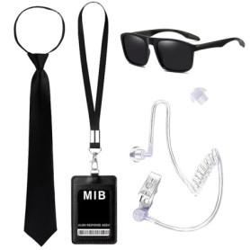 SEFIRST 5 Pcs MIB Agent Costume Accessoires, Men in Black Deguisement, Ensemble de Costumes de Services Secrets Accessoires, Cos