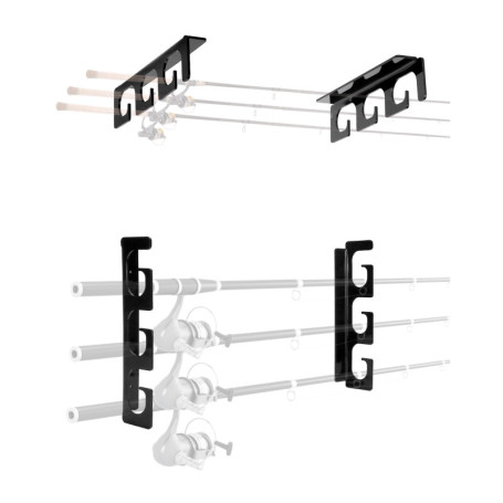 QWORK® Lot de 2 supports de canne à pêche, Pouvant contenir 6 cannes, Montage au plafond ou au mur, Support d'organisation pour 
